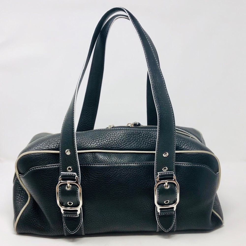 COLE HAAN Black textured leather purse